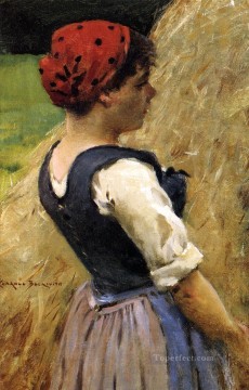 Normandy Girl impressionist James Carroll Beckwith Oil Paintings